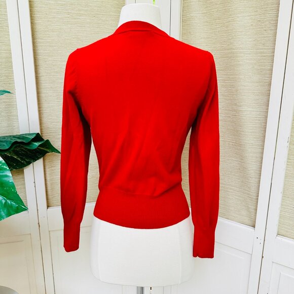 Banana Republic Red Cardigan Sweater with Crystal Buttons Women's Size SP - Picture 4 of 5